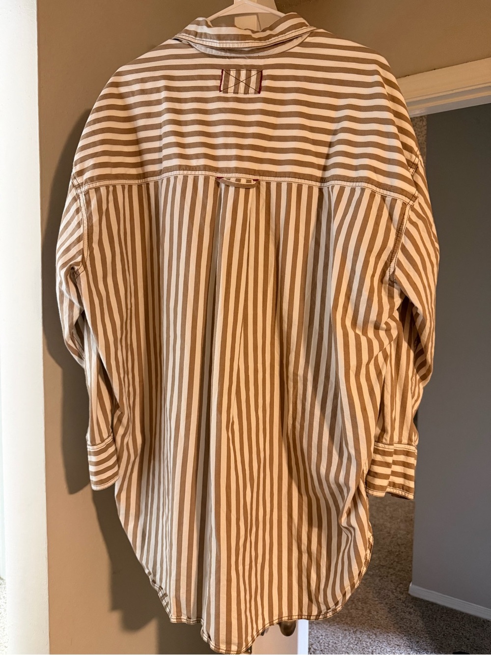 We The Free Beige and White Striped Shirt Dress - Picture 2 of 3